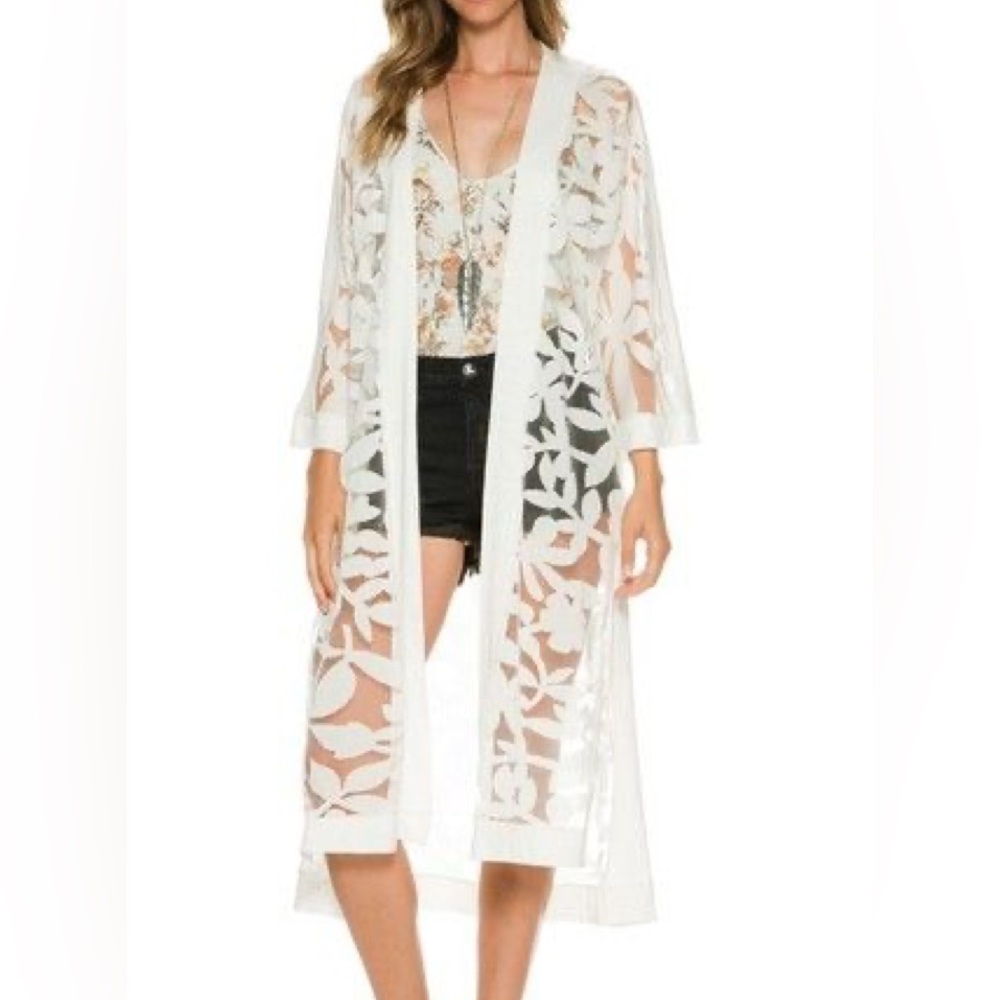 Sloane Rouge Floral Kimono White one size